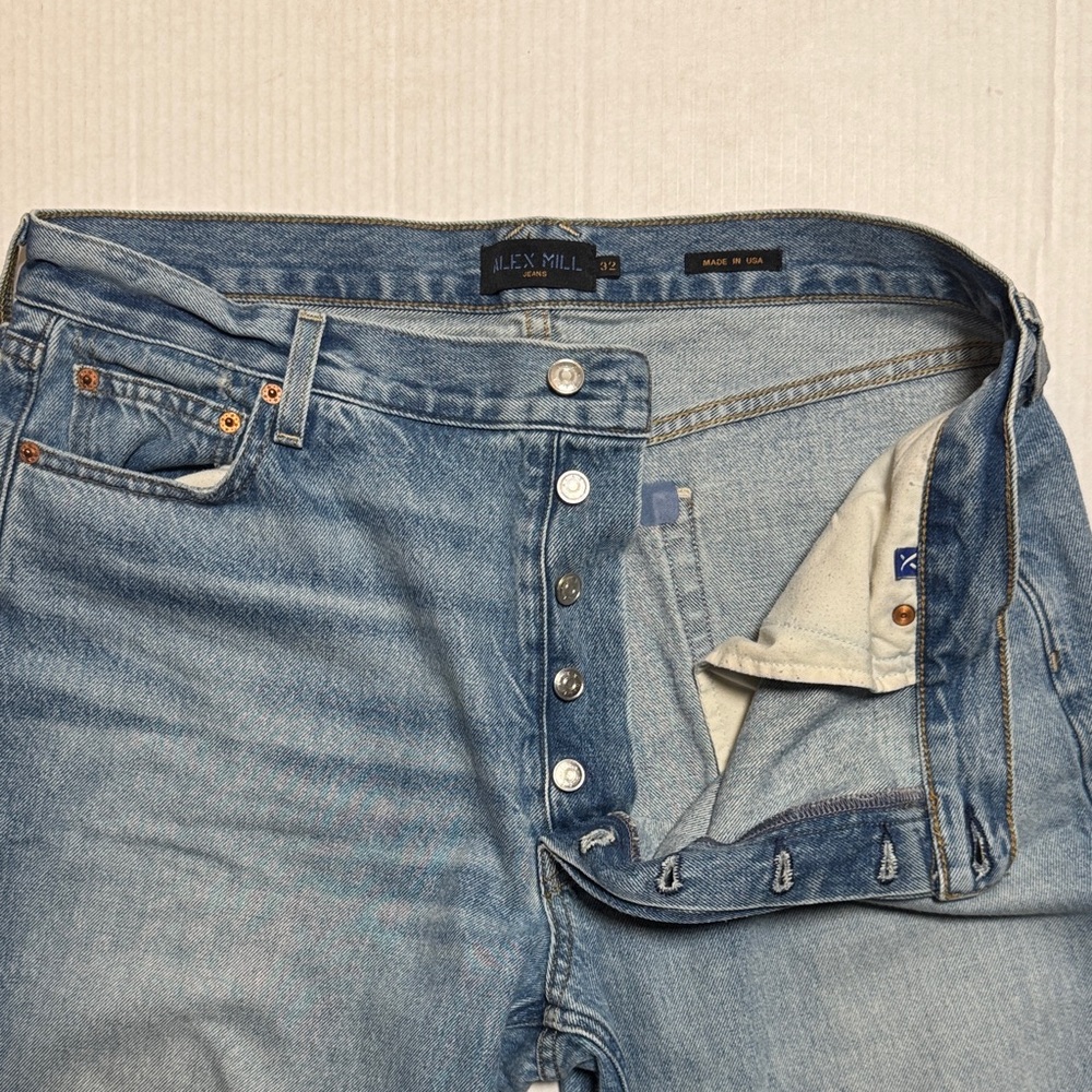 ALEX MILL Bev Jeans Mid Rise Relaxed Straight Vintage Light Indigo Wash 32/30 - Picture 5 of 16